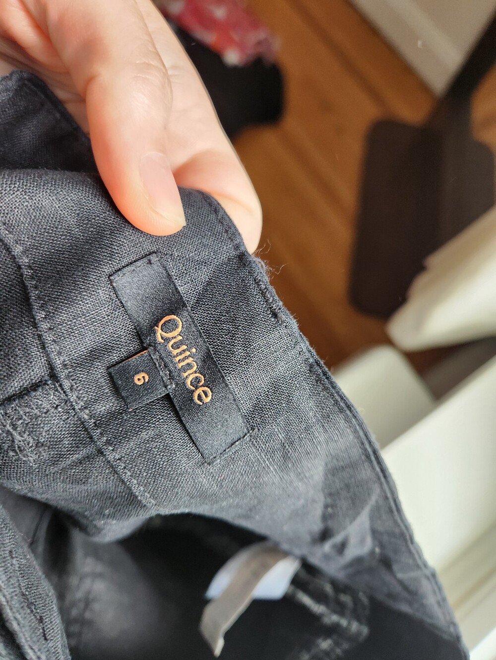 Quince Wide Leg Linen Patch Pocket Pant size 6 in black - Picture 7 of 10